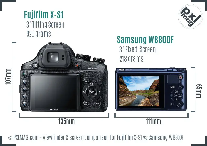 Fujifilm X-S1 vs Samsung WB800F Screen and Viewfinder comparison