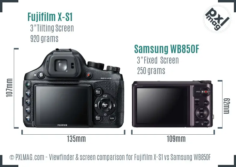 Fujifilm X-S1 vs Samsung WB850F Screen and Viewfinder comparison Fujifilm X-S1 vs Samsung WB850F Screen and Viewfinder comparison