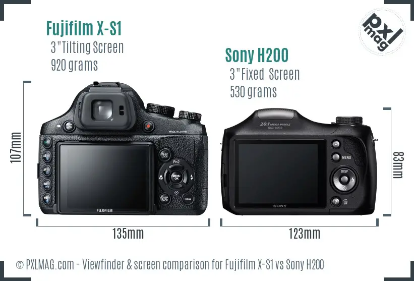 Fujifilm X-S1 vs Sony H200 Screen and Viewfinder comparison Fujifilm X-S1 vs Sony H200 Screen and Viewfinder comparison