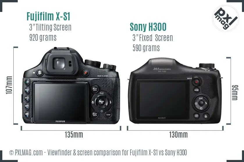 Fujifilm X-S1 vs Sony H300 Screen and Viewfinder comparison