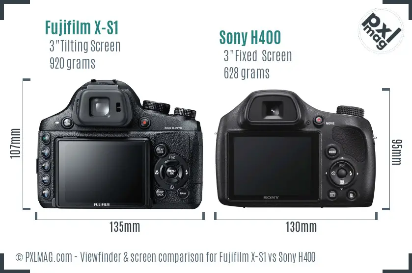 Fujifilm X-S1 vs Sony H400 Screen and Viewfinder comparison