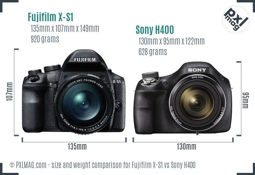 Fujifilm X-S1 vs Sony H400 size comparison