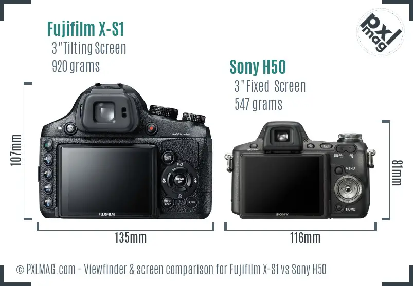 Fujifilm X-S1 vs Sony H50 Screen and Viewfinder comparison