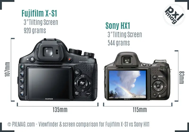 Fujifilm X-S1 vs Sony HX1 Screen and Viewfinder comparison Fujifilm X-S1 vs Sony HX1 Screen and Viewfinder comparison