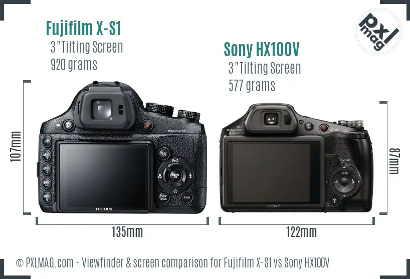 Fujifilm X-S1 vs Sony HX100V Screen and Viewfinder comparison