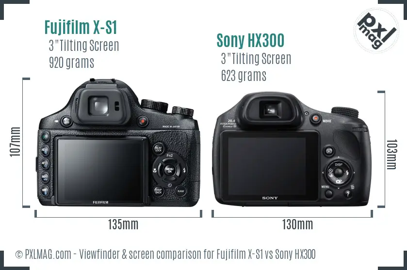 Fujifilm X-S1 vs Sony HX300 Screen and Viewfinder comparison