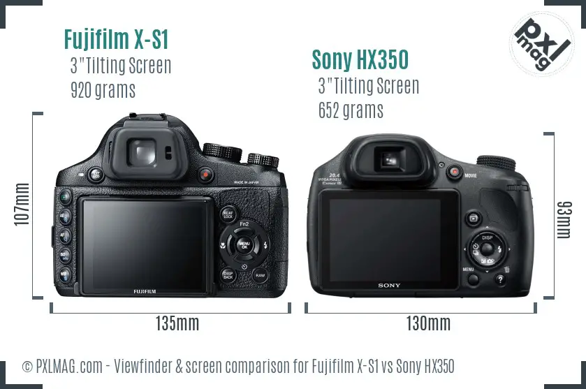 Fujifilm X-S1 vs Sony HX350 Screen and Viewfinder comparison