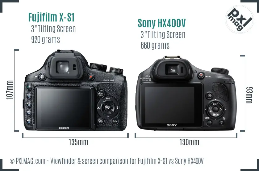 Fujifilm X-S1 vs Sony HX400V Screen and Viewfinder comparison