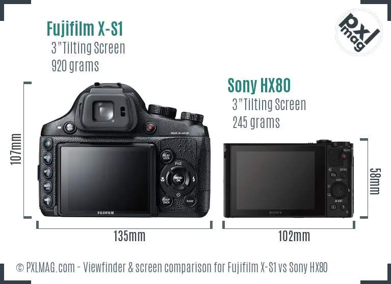 Fujifilm X-S1 vs Sony HX80 Screen and Viewfinder comparison