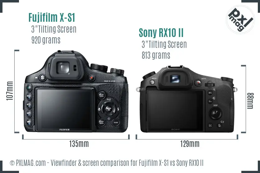 Fujifilm X-S1 vs Sony RX10 II Screen and Viewfinder comparison