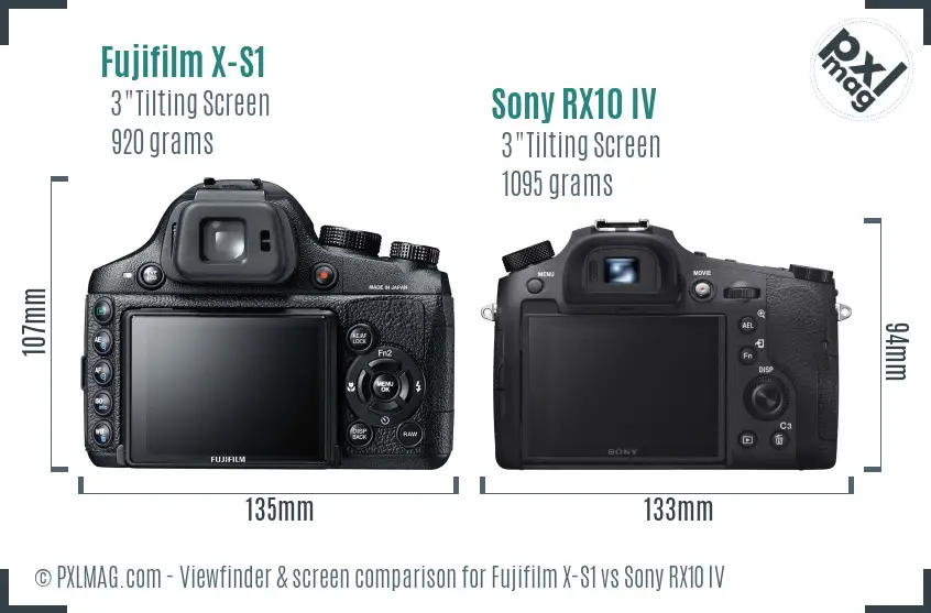 Fujifilm X-S1 vs Sony RX10 IV Screen and Viewfinder comparison