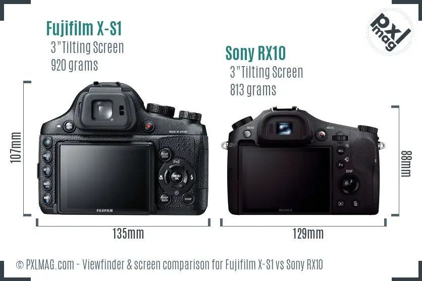 Fujifilm X-S1 vs Sony RX10 Screen and Viewfinder comparison Fujifilm X-S1 vs Sony RX10 Screen and Viewfinder comparison