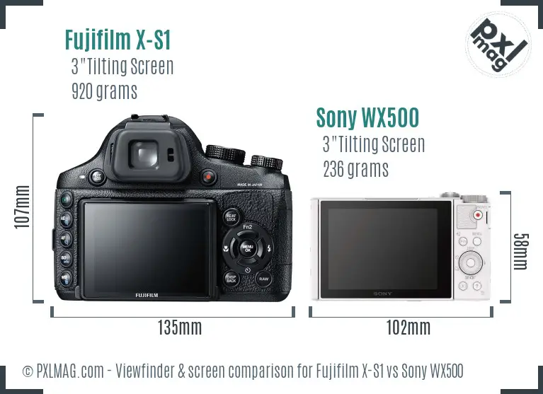 Fujifilm X-S1 vs Sony WX500 Screen and Viewfinder comparison