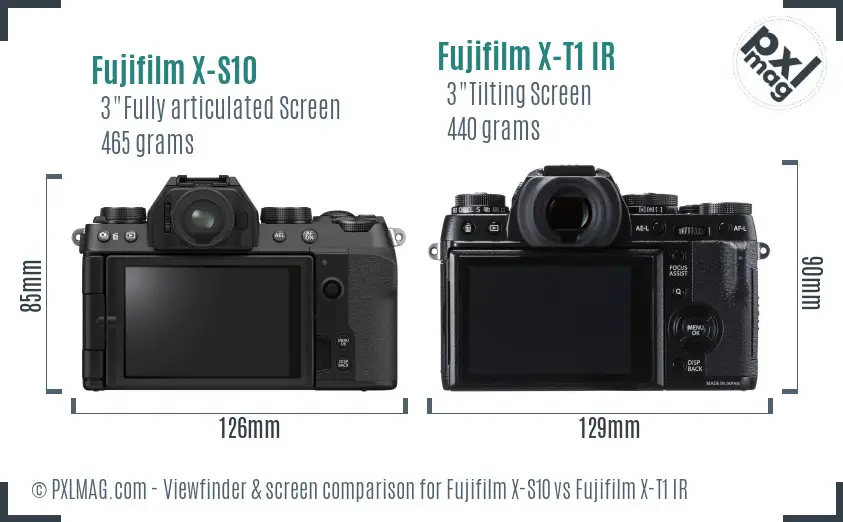 Fujifilm X-S10 vs Fujifilm X-T1 IR Screen and Viewfinder comparison