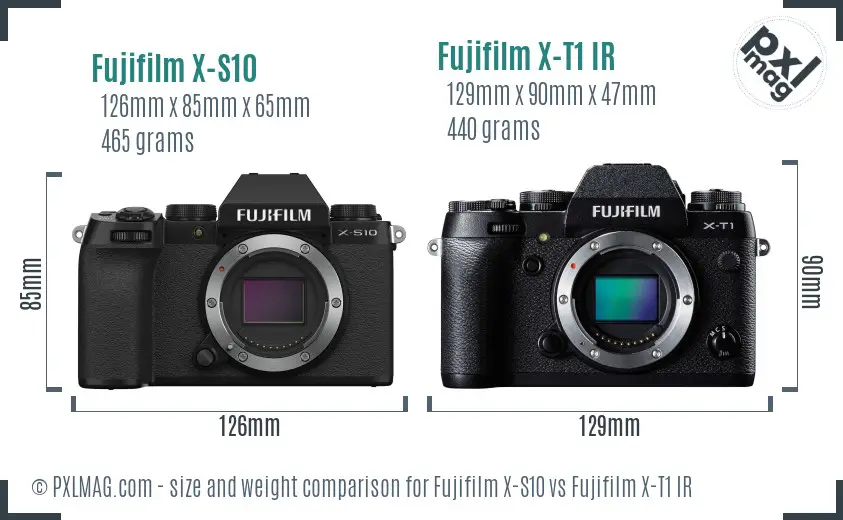 Fujifilm X-S10 vs Fujifilm X-T1 IR size comparison
