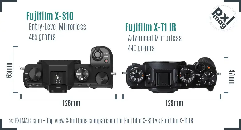 Fujifilm X-S10 vs Fujifilm X-T1 IR top view buttons comparison