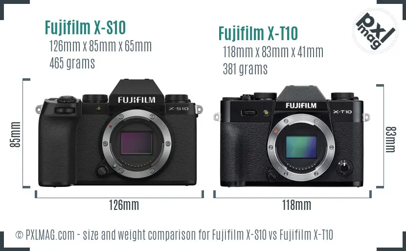 Fujifilm X-S10 vs Fujifilm X-T10 size comparison