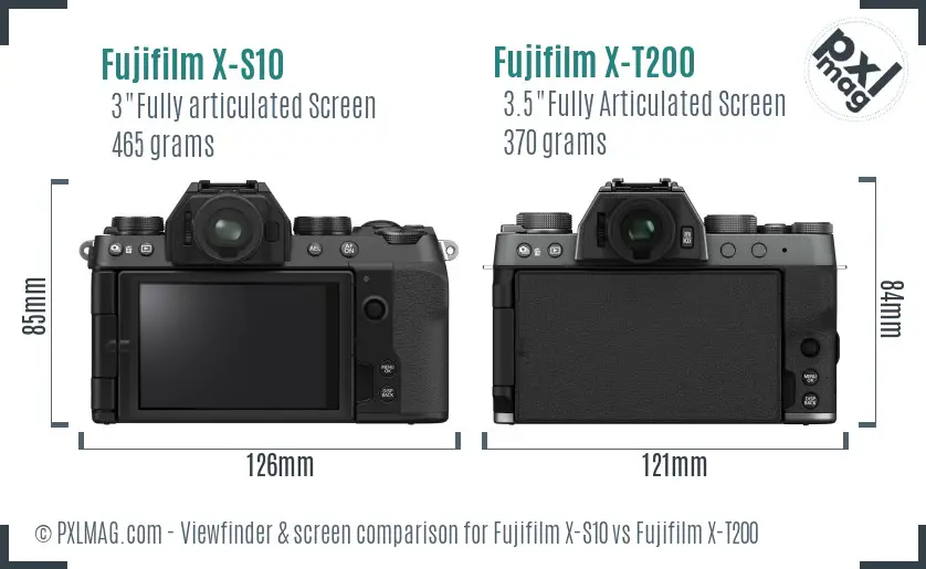 Fujifilm X-S10 vs Fujifilm X-T200 Screen and Viewfinder comparison