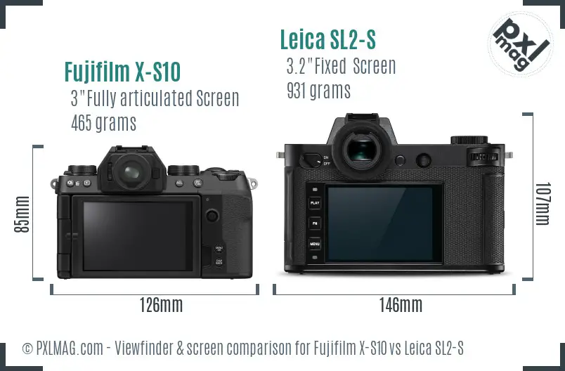 Fujifilm X-S10 vs Leica SL2-S Screen and Viewfinder comparison