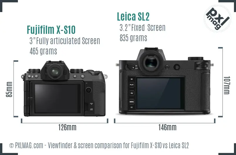 Fujifilm X-S10 vs Leica SL2 Screen and Viewfinder comparison