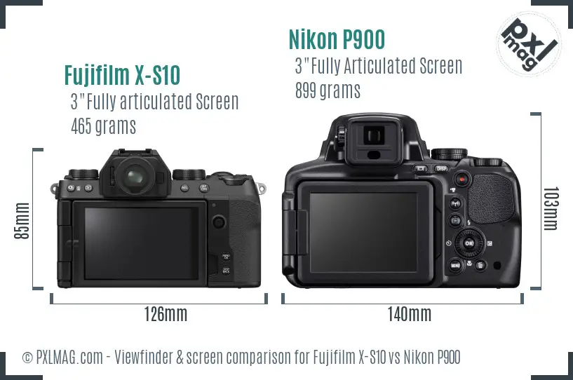 Fujifilm X-S10 vs Nikon P900 Screen and Viewfinder comparison Fujifilm X-S10 vs Nikon P900 Screen and Viewfinder comparison