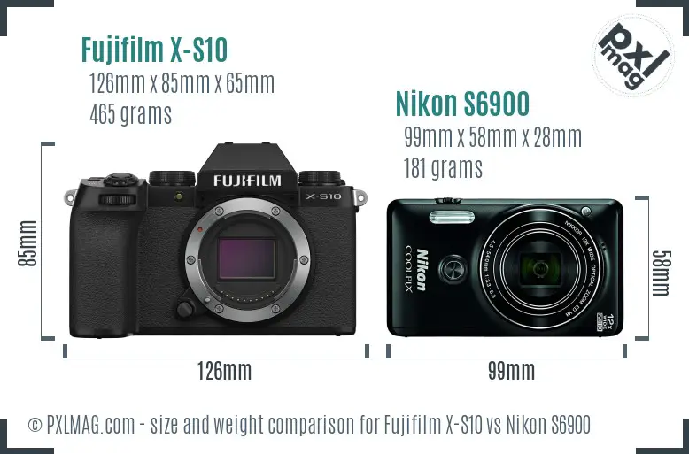 Fujifilm X-S10 vs Nikon S6900 size comparison