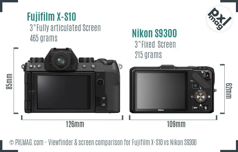 Fujifilm X-S10 vs Nikon S9300 Screen and Viewfinder comparison
