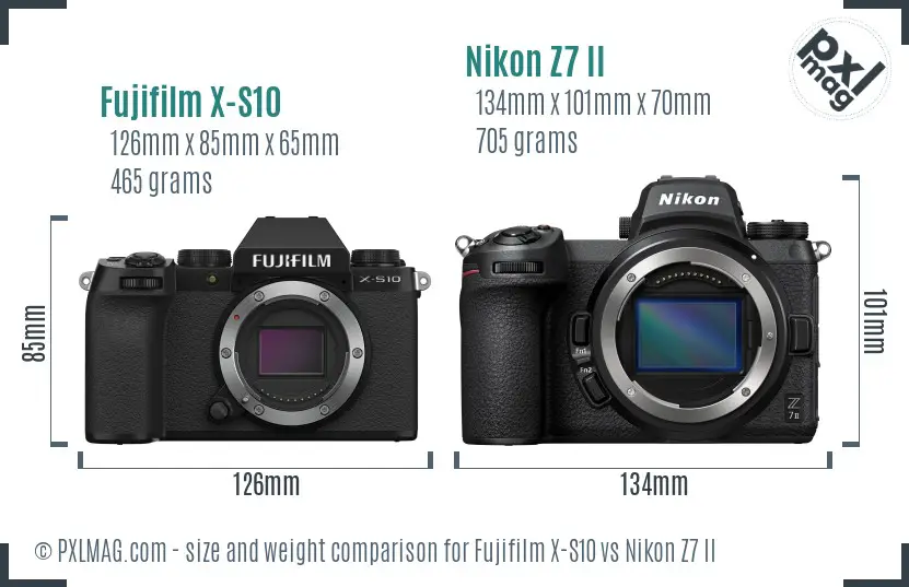 Fujifilm X-S10 vs Nikon Z7 II size comparison