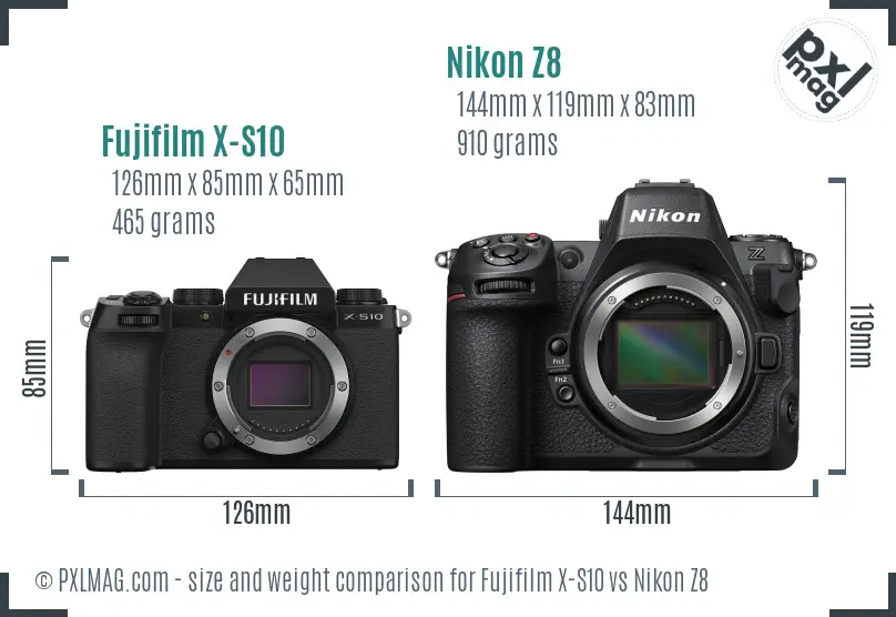 Fujifilm X-S10 vs Nikon Z8 size comparison Fujifilm X-S10 vs Nikon Z8 size comparison