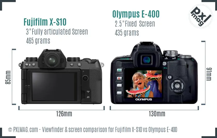 Fujifilm X-S10 vs Olympus E-400 Screen and Viewfinder comparison