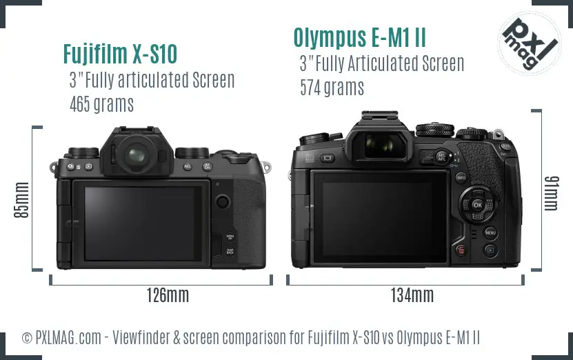 Fujifilm X-S10 vs Olympus E-M1 II Screen and Viewfinder comparison Fujifilm X-S10 vs Olympus E-M1 II Screen and Viewfinder comparison