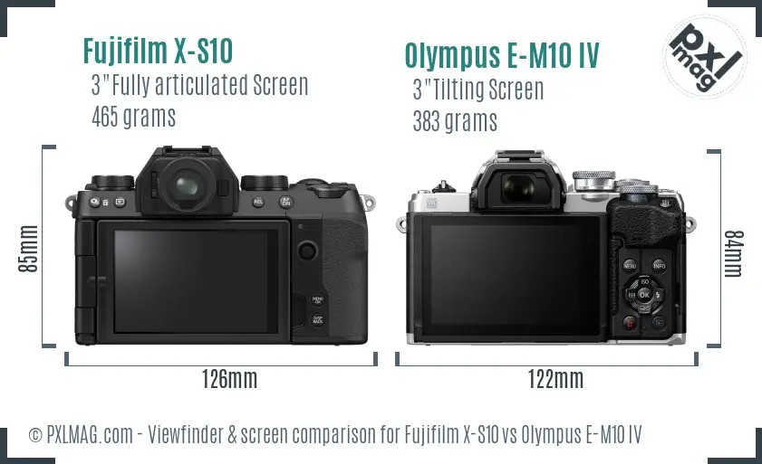 Fujifilm X-S10 vs Olympus E-M10 IV Screen and Viewfinder comparison