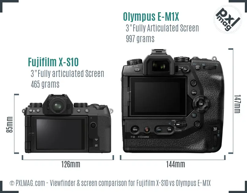 Fujifilm X-S10 vs Olympus E-M1X Screen and Viewfinder comparison