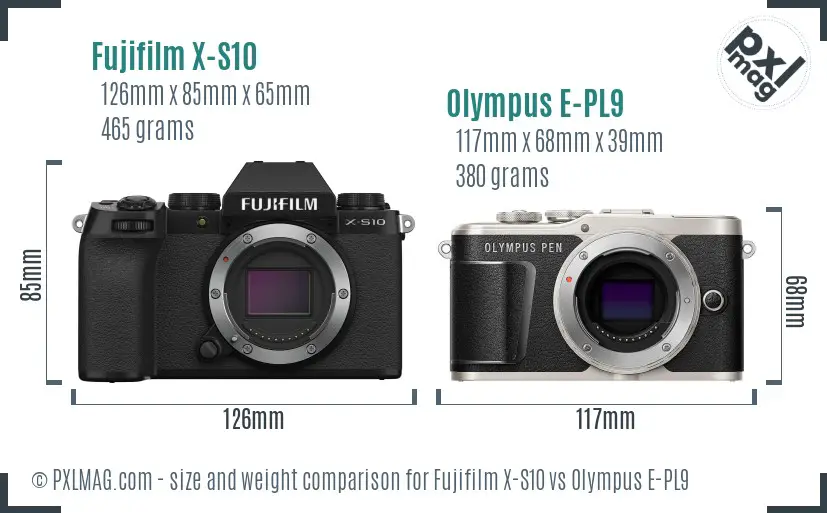 Fujifilm X-S10 vs Olympus E-PL9 size comparison