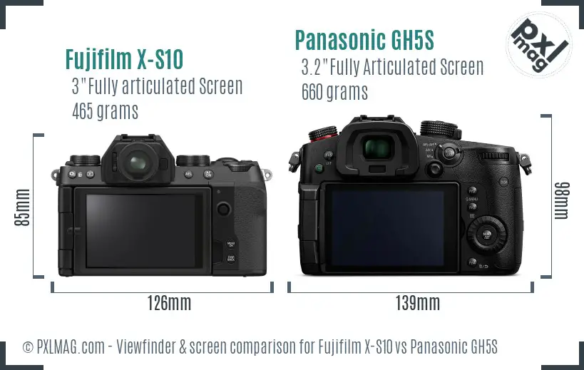 Fujifilm X-S10 vs Panasonic GH5S Screen and Viewfinder comparison Fujifilm X-S10 vs Panasonic GH5S Screen and Viewfinder comparison