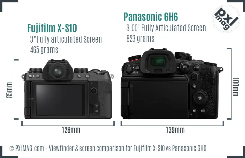 Fujifilm X-S10 vs Panasonic GH6 Screen and Viewfinder comparison Fujifilm X-S10 vs Panasonic GH6 Screen and Viewfinder comparison