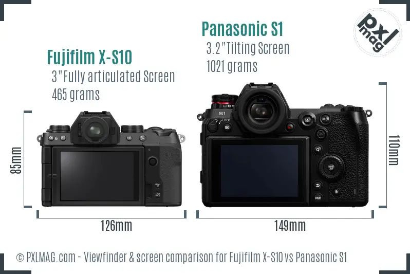 Fujifilm X-S10 vs Panasonic S1 Screen and Viewfinder comparison