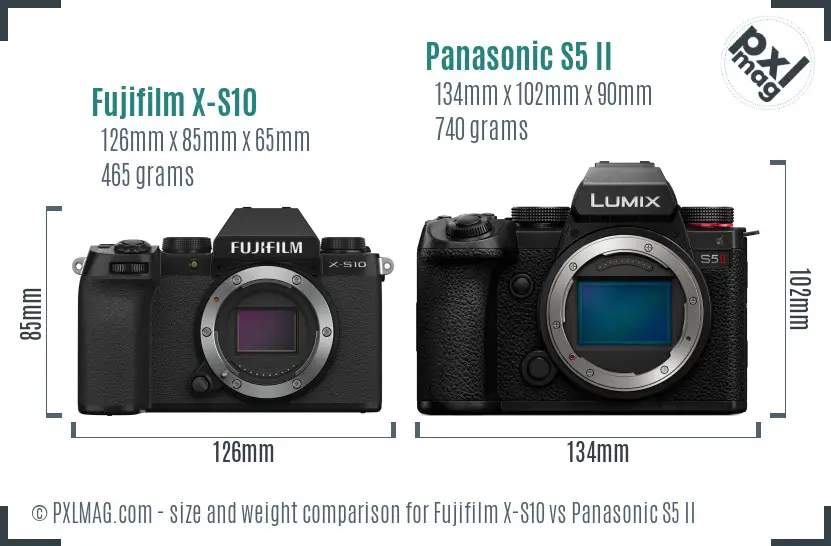 Fujifilm X-S10 vs Panasonic S5 II size comparison