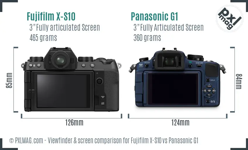 Fujifilm X-S10 vs Panasonic G1 Screen and Viewfinder comparison