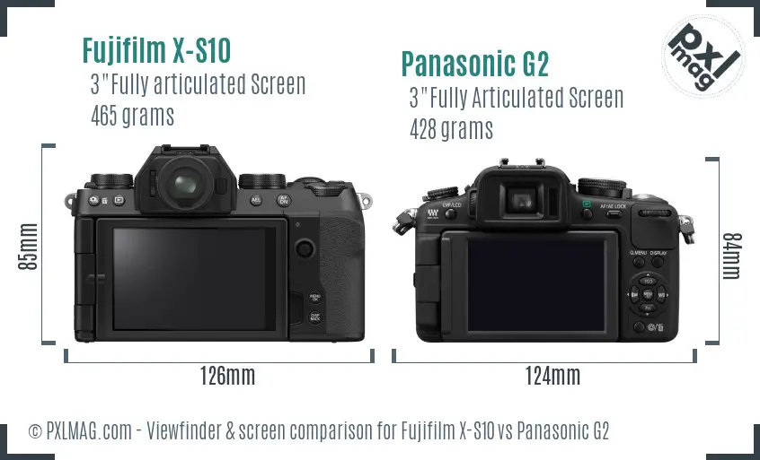 Fujifilm X-S10 vs Panasonic G2 Screen and Viewfinder comparison