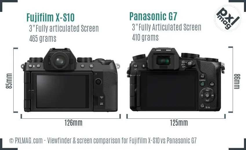 Fujifilm X-S10 vs Panasonic G7 Screen and Viewfinder comparison