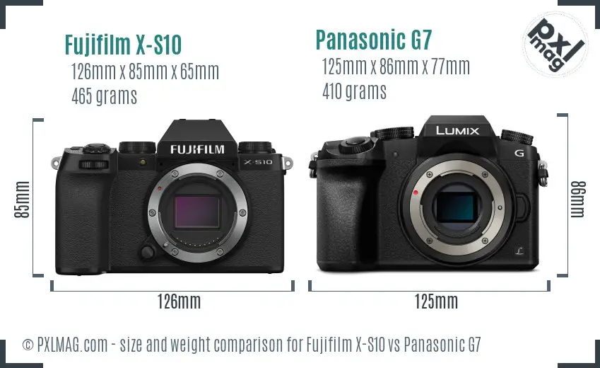 Fujifilm X-S10 vs Panasonic G7 size comparison
