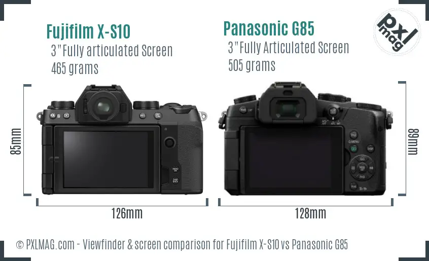 Fujifilm X-S10 vs Panasonic G85 Screen and Viewfinder comparison