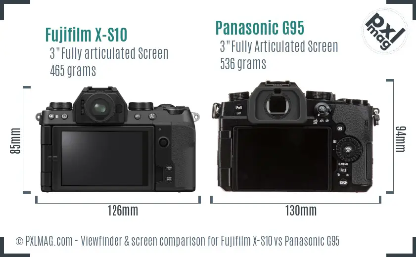 Fujifilm X-S10 vs Panasonic G95 Screen and Viewfinder comparison