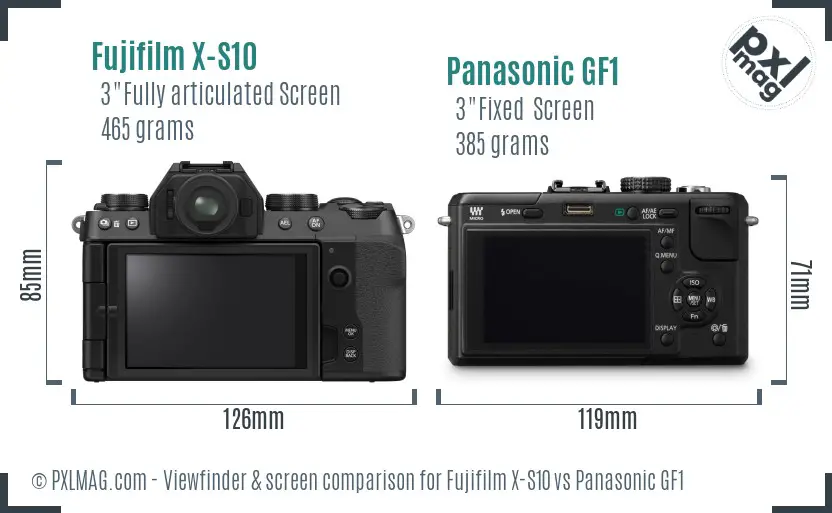 Fujifilm X-S10 vs Panasonic GF1 Screen and Viewfinder comparison