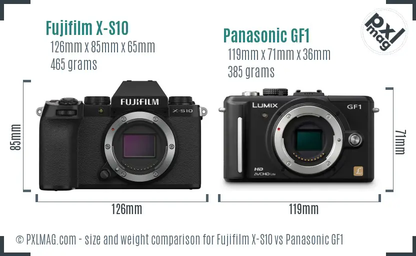 Fujifilm X-S10 vs Panasonic GF1 size comparison