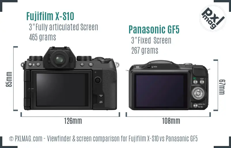 Fujifilm X-S10 vs Panasonic GF5 Screen and Viewfinder comparison