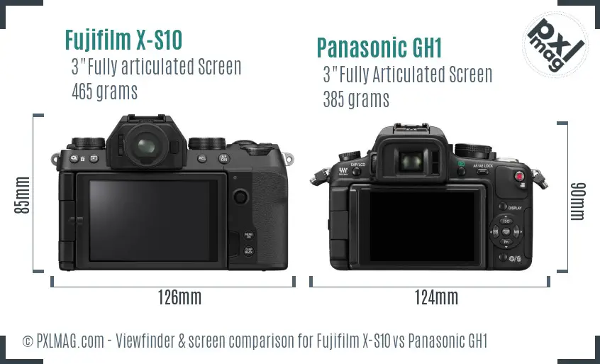 Fujifilm X-S10 vs Panasonic GH1 Screen and Viewfinder comparison