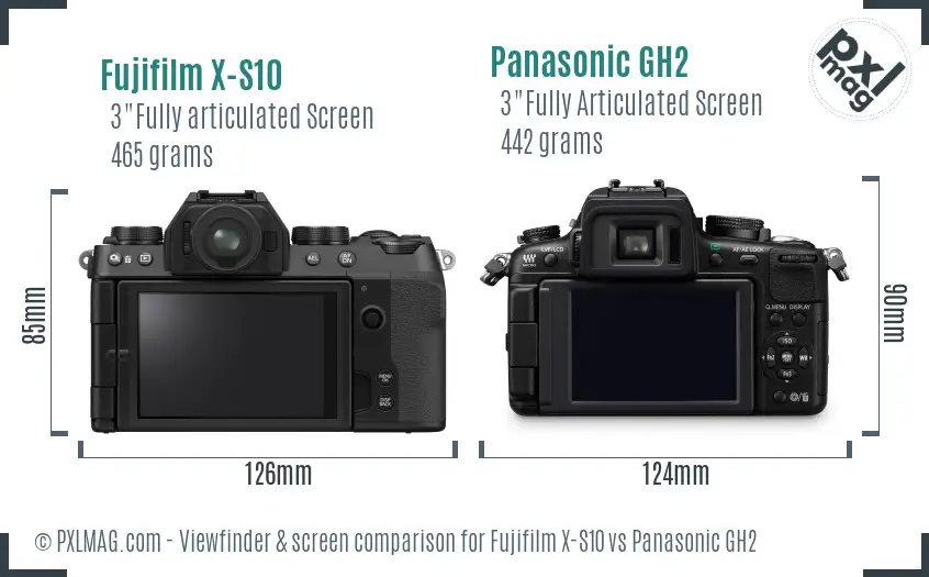 Fujifilm X-S10 vs Panasonic GH2 Screen and Viewfinder comparison