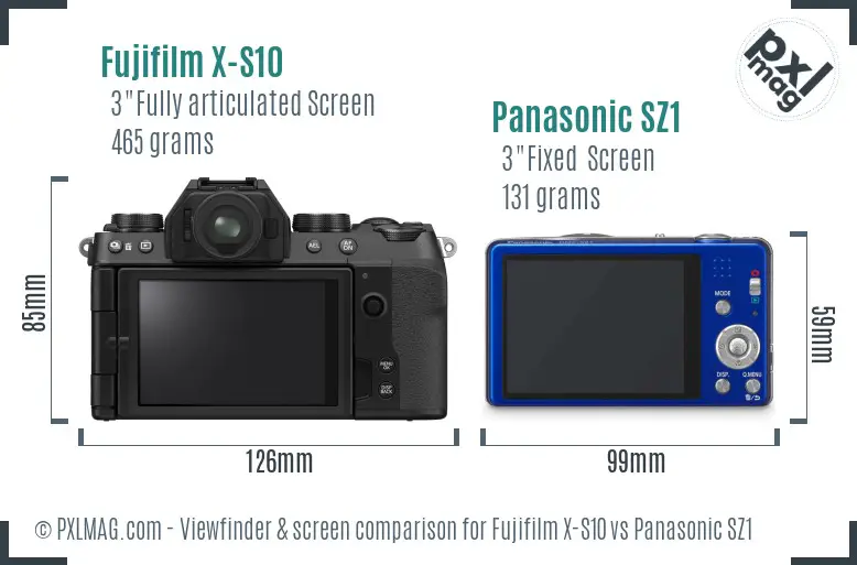 Fujifilm X-S10 vs Panasonic SZ1 Screen and Viewfinder comparison